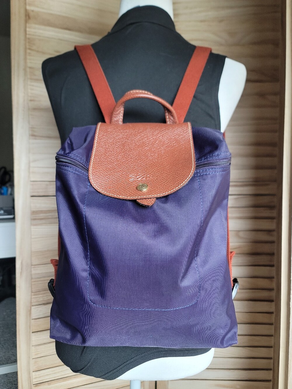 LONGCHAMP Le Pliage Nylon Backpack In Amethyst Purple/gold.